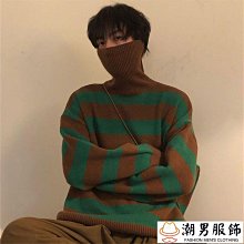 條紋圓領毛衣男秋冬季潮流百搭高級感針織衫加厚慵懶風復古外套男復古毛衣男 復古毛衣外套 復古毛衣背心 復古毛衣外套紅-港仔男裝 歷史價格詳細信息