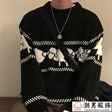 提花立領毛衣男 情侶裝潮牌長袖潮流秋季常規圓領毛衣男 歷史價格詳細信息