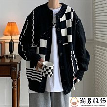 棋盤格毛衣小外套 SXXL 潮牌寬鬆外穿慵懶針織v領小外套 長袖小外套毛衣 秋冬情侶裝黑白格子毛衣馬甲男女同款 歷史價格詳細信息