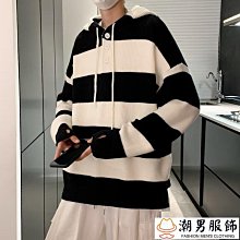 秋季小外套毛衣男 撞色條紋慵懶休閒寬鬆情侶針織衫外套潮 M到2XL 歷史價格詳細信息