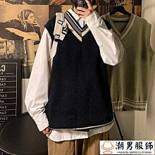 針織衫背心男 無袖毛衣 下擺開叉背心 學院風韓版潮流港風青年針織衫 套頭毛衣背心（LW632）【壹號站】 歷史價格詳細信息