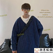 春秋撞色v領開衫毛衣男日系復古寬松潮流針織衫ins情侶慵懶風外套特惠超夯 精品 歷史價格詳細信息