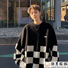 棋盤格毛衣小外套 SXXL 潮牌寬鬆外穿慵懶針織v領小外套 長袖小外套毛衣 秋冬情侶裝黑白格子毛衣馬甲男女同款 歷史價格詳細信息
