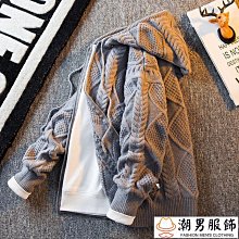 連帽毛衣男士復古加厚外套寬鬆素色套頭針織衫  外穿慵懶風高級感加厚針織衣服-潮男服飾 歷史價格詳細信息