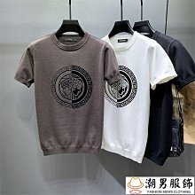 男生韓版上衣  男生短袖上衣  針織t恤男  針織短袖  短袖毛衣針織衫  男士短袖t恤  刺繡休閒上衣大尺碼-潮男服飾 歷史價格詳細信息