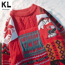 秋冬耶誕節麋鹿紅色毛衣男女23新款慵懶外穿寬鬆套頭情侶針織衫 歷史價格詳細信息