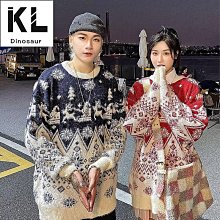 耶誕毛衣 耶誕針織衫 耶誕醜毛衣 耶誕節毛衣 耶誕節衣服 紅色毛衣女寬鬆慵懶風新年卡通小熊提花針織衫學生圓領上衣外穿潮 歷史價格詳細信息