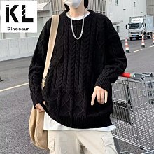 麻花毛衣男款 日系潮流加厚寬鬆圓領線衣外套 潮牌秋冬季針織衫 歷史價格詳細信息
