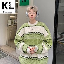 秋冬條紋毛衣男圓領套頭潮流網紅日系復古寬松港風學生潮牌針織衫-潮男服飾 歷史價格詳細信息