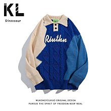 美式復古毛衣男M3XL 秋冬寬鬆百搭圓領麻花撞色毛衣男女 慵懶日系軟糯撞色針織衫 歷史價格詳細信息