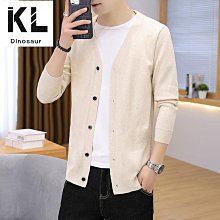 素色針織衫 毛衣開衫 韓版毛衣 V領開衫 慵懶風男士毛衣 開衫 帥氣韓版純色V領針織外套 外套男秋季潮流百搭天天精 歷史價格詳細信息