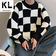 棋盤格毛衣小外套 SXXL 潮牌寬鬆外穿慵懶針織v領小外套 長袖小外套毛衣 秋冬情侶裝黑白格子毛衣馬甲男女同款 歷史價格詳細信息