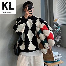 菱形格子毛衣男 2色M2XL V領休閒針織衫外套 冬季港復古ins小外套 男女同款 歷史價格詳細信息