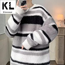 厚實感針織圓領直條紋拼接長袖絨毛針織上衣(黑.紅XL-5L)-X210熊衣褲語 歷史價格詳細信息