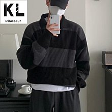 秋冬新品 男士高領針織衫 M3XL 彈力保暖套頭毛衫 簡約條紋拼色圓領毛衣 文藝范復古混色針織毛線衫 打底衫 男生衣著 歷史價格詳細信息