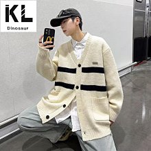 秋季小外套毛衣男 撞色條紋慵懶休閒寬鬆情侶針織衫外套潮 M到2XL 歷史價格詳細信息