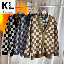 毛衣大格子外套 V領針織外套 學院風 針織外套 秋冬衣著男 複古 方格毛線衣 寬鬆毛線開衫(CF921)【壹號站】 歷史價格詳細信息