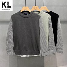 男襯衫休閒上衣打底 秋季假領帶襯衫男新款韓版寬鬆大尺碼港風男士長袖襯衫~時尚男裝 歷史價格詳細信息