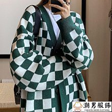 棋盤格毛衣小外套 SXXL 潮牌寬鬆外穿慵懶針織v領小外套 長袖小外套毛衣 秋冬情侶裝黑白格子毛衣馬甲男女同款 歷史價格詳細信息