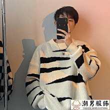 新品 條紋毛衣男 3色S—3XL 秋冬季時尚針織衫 圓領慵懶風潮流線衣-可開發票 歷史價格詳細信息