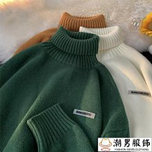 港風毛衣男 韓版潮流秋冬季加厚款 圓領條紋內搭針織衫 寬松打底毛衫-潮男服飾 歷史價格詳細信息