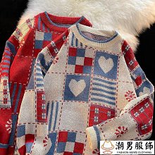 美式復古毛衣男M3XL 秋冬寬鬆百搭圓領麻花撞色毛衣男女 慵懶日系軟糯撞色針織衫 歷史價格詳細信息