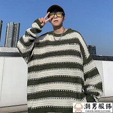新品 條紋毛衣男 3色S—3XL 秋冬季時尚針織衫 圓領慵懶風潮流線衣-可開發票 歷史價格詳細信息