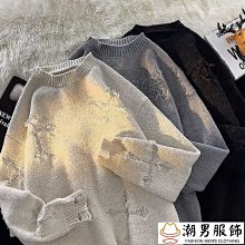 新品 日系復古潮牌假兩件圓領毛衣男女秋冬新款休閑百搭寬松套頭針織衫-可開發票 歷史價格詳細信息