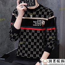 長袖針織上衣 秋冬新款 圓領毛衣男士 韓版潮流寬鬆個性針織衫 港風情侶厚款慵懶風上衣 歷史價格詳細信息