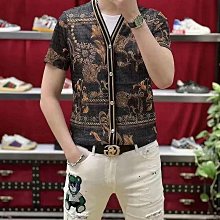 男生韓版上衣  男生短袖上衣  針織t恤男  針織短袖  短袖毛衣針織衫  男士短袖t恤  刺繡休閒上衣大尺碼-潮男服飾 歷史價格詳細信息