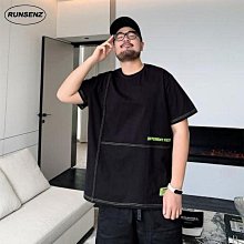 T恤 短袖 上衣大碼設計感拼接純棉七分袖男潮ins帥氣美式高街五分短袖衛衣體恤-時尚男裝 歷史價格詳細信息