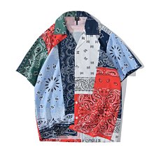 ∵ PRAY FOR FASHION ∴日系復古拼接多口袋工裝上衣/不規則格子提花闊型寬鬆休閒短袖襯衫 男女皆可 歷史價格詳細信息