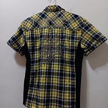 男～【ONIARAI鬼洗 】M號胸圍51公分，牛仔拼布條紋丹寧風襯衫，這件好看很有質感 歷史價格詳細信息