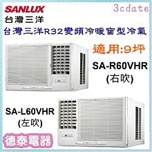 SANLUX 台灣三洋 SA-R60VHR 5160K R32 變頻 冷暖 右吹 窗型 冷氣 9~10坪 歷史價格詳細信息