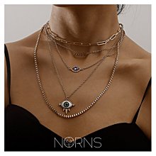 Norns中東民族風多層疊戴竹節鏈條鑲鉆藍色眼睛惡魔之眼~特價#促銷 #現貨 歷史價格詳細信息