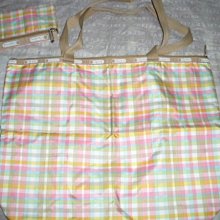 Lesportsac 粉色花朵圖案手提/側肩尼龍包,底寬度:33*14cm,高度:27cm,使用痕跡如圖,降價大出清 歷史價格詳細信息