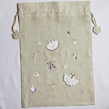 AG芭蕾小棧生日畢業表演禮物日本進口製造Zenma棉麻紫白色舞衣舞鞋蕾絲超大型束口袋 價格比較,價格查詢,歷史價格詳細信息