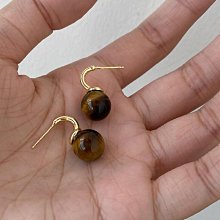 特惠DOUDOUSTORE925銀針美拉德圓珠虎眼石基礎復古耳環女氣質耳針耳飾 價格比較,價格查詢,歷史價格詳細信息