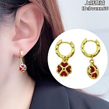 新四葉草三花吊墜18k玫瑰金時尚氣質百搭女項鍊耳釘飾品 歷史價格詳細信息