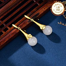 s925銀和田玉吊墜小耳環耳墜女國潮新中式旗袍耳環復古風首飾女 歷史價格詳細信息