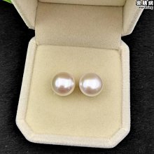 天然淡水珍珠s925銀耳釘 行業8到9mm極光無暇饅頭耳針 經典百搭 歷史價格詳細信息