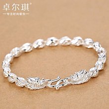 正品999純銀龍頭手鏈男士時尚霸氣鏈子足銀潮男銀飾（21克20公分長） 歷史價格詳細信息