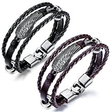 《 QBOX 》FASHION 飾品【LB19N1330】精緻個性復古羽毛編織PU皮革合金扣頭手鍊/手環 價格比較,價格查詢,歷史價格詳細信息