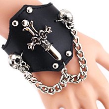 【型男會社】1109 YRG PX191復古牛皮手環 銀色交叉大刀骷髏頭伸縮綁繩手鏈 熱賣款 歷史價格詳細信息