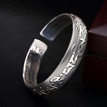 復古六字真言手鐲男白銅鍍銀雕刻鐲子女仿泰銀萬字心經開口手環 歷史價格詳細信息