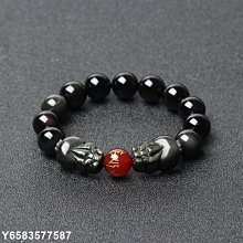 天然彩虹眼黑曜石貔貅手鏈手工精雕皮丘佛珠手串潮流飾品男女同款特艾超夯 精品 歷史價格詳細信息