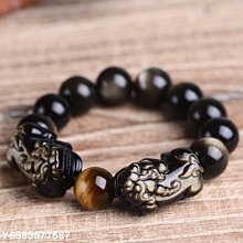 熱賣 黑曜石手串轉運旺招財貔貅純銀天然轉運本命手鍊禮情侶生日2.16- 可開發票 歷史價格詳細信息