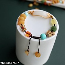 純銀彎管招財鈴鐺手鍊 復古做舊粉晶圓珠重工手串手環飾品 歷史價格詳細信息