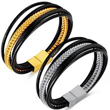 《 QBOX 》FASHION 飾品【LBPH1563】 精緻個性復古多層次纖維皮革鏈條鈦鋼扣頭手鍊/手環 價格比較,價格查詢,歷史價格詳細信息