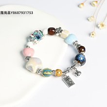新中式陶瓷串珠手鏈異域民族風手串復古彈力繩國潮古風手飾冷淡風 歷史價格詳細信息